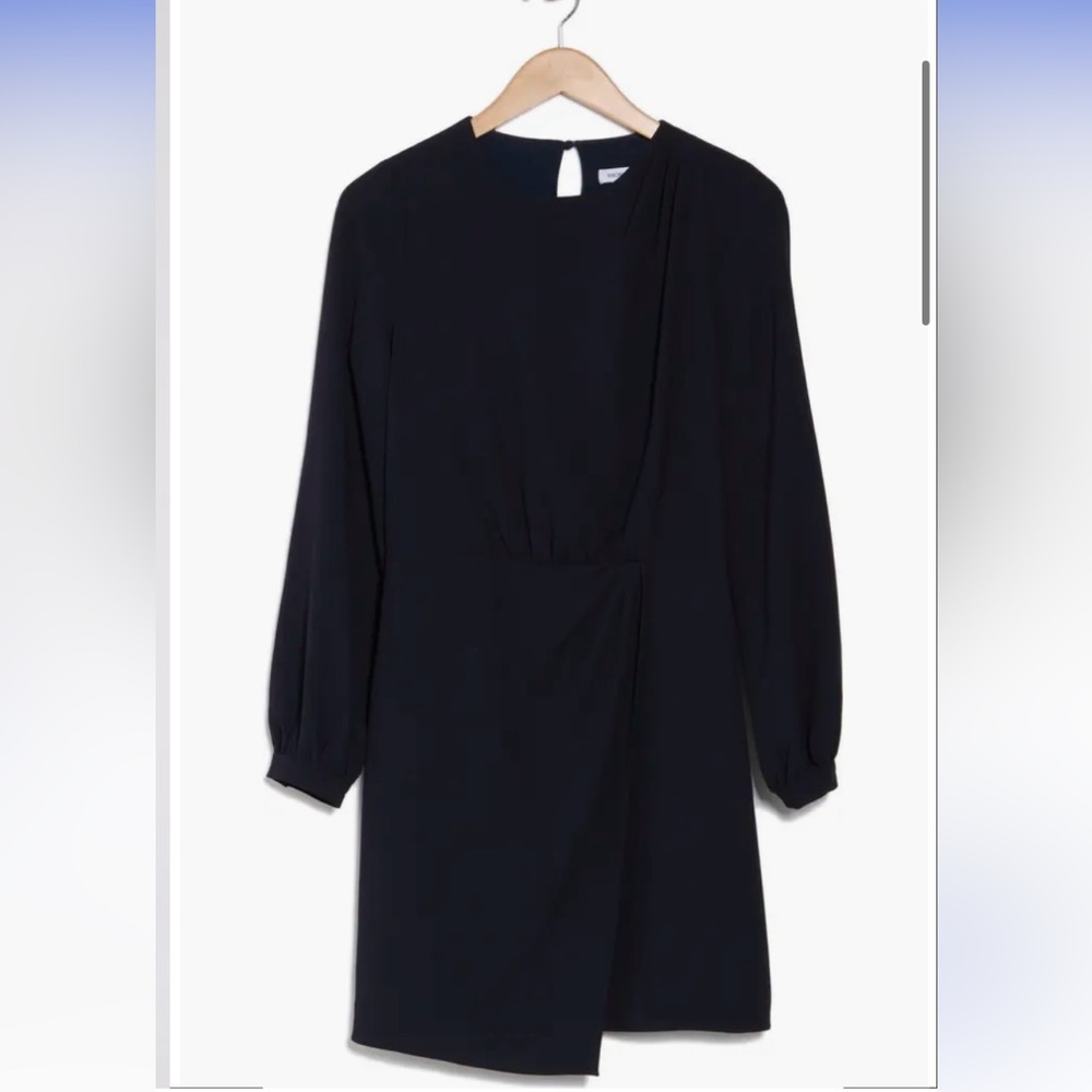 Veronica Beard Asymmetrical Patrizia Long Mini Sleeve Dress Navy Size 4 💃🏻💙 - Picture 3 of 9